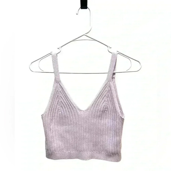 aerie Tops - Aerie Cropped Pink Sweater Tank Top